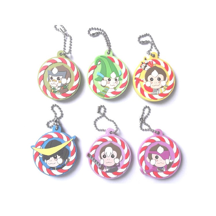 彩色圓形PVC卡通鑰匙圈 個性情侶日本鑰匙鏈 3D立體掛件廠家定做