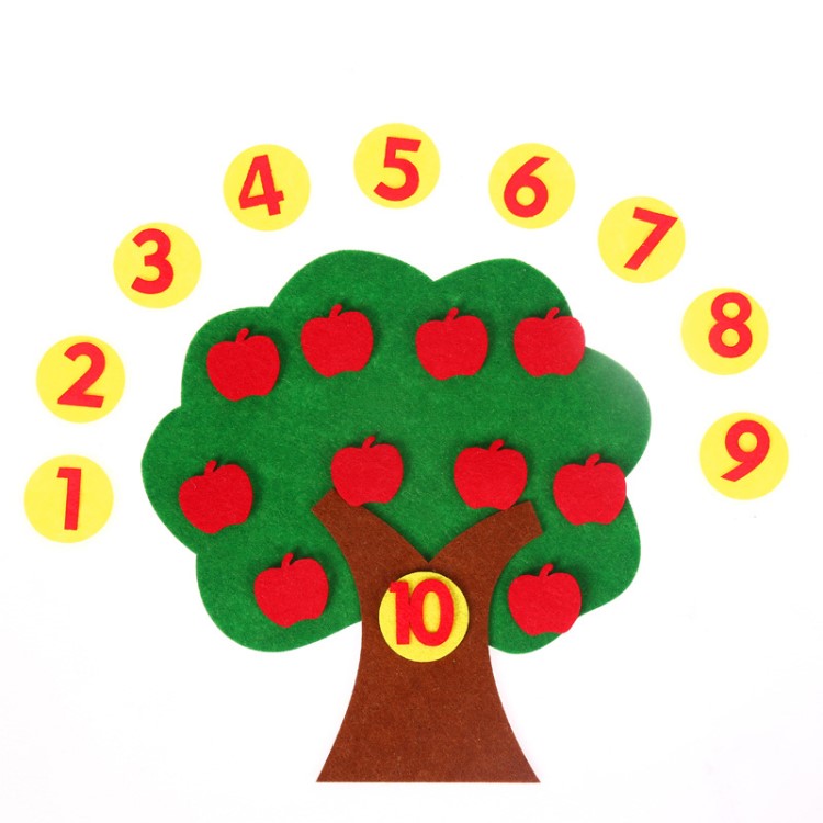 不织布苹果树认识1-10数字幼儿园数学区玩具自制数数教具材料