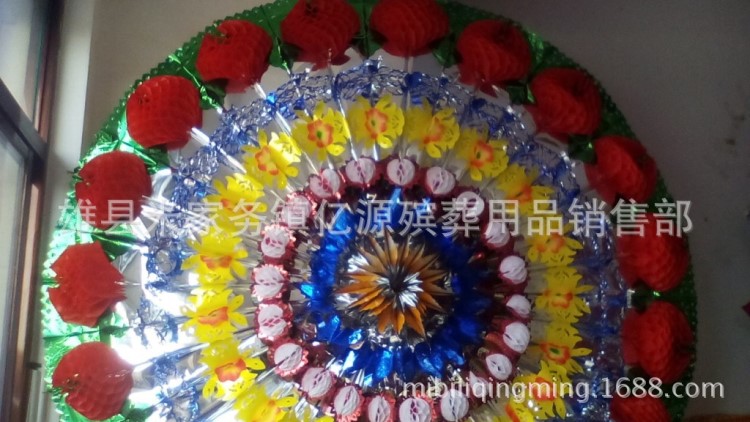 欣花2米圓頭大球亮花圈 殯葬塑料紙花圈 喪葬用品花圈批發(fā)