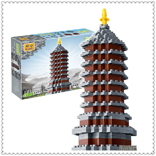 兼容電質動 邦寶迷你古典建筑 拼插小顆粒益智積木玩具永定塔6566