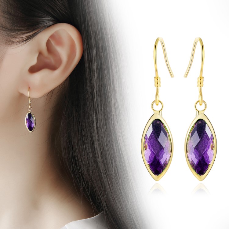 欧美时尚闪钻长款马眼水晶耳环 女式水晶耳饰 耳环现货批发 爆款