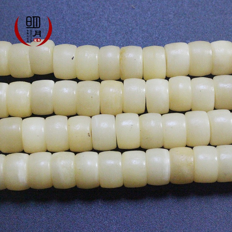 廠家批發(fā)天然108顆桶珠黃油牛骨項鏈8-14mm可做隔片墊片大量直銷