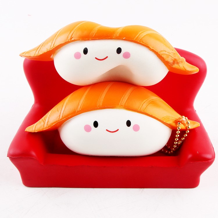 2017新款squishy仿真三文鱼寿司食品模型挂件pu慢回弹解压玩具