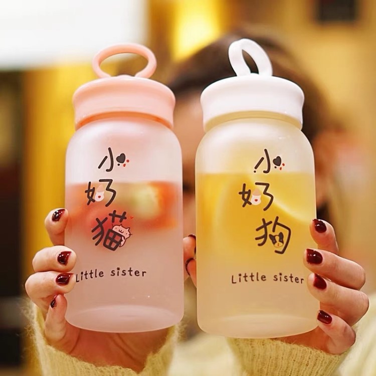 韓版磨砂玻璃杯超萌創意時尚可愛小杯子便攜女學生水杯花茶網紅