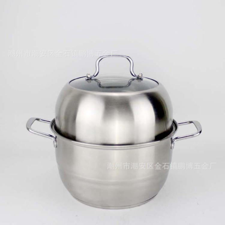 不銹鋼全新復底蒸鍋 雙篦湯蒸鍋兩用蒸煮鍋湯鍋 多功能蒸鍋26cm