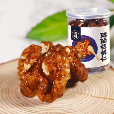 琥珀核桃仁罐裝 含罐200g 薄皮山核桃肉 堅果特產(chǎn)休閑零食