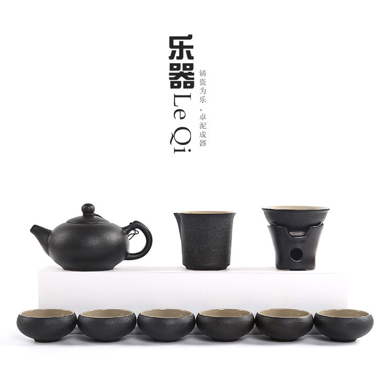 黑陶黑色功夫仿古手工粗陶茶具西施壶铁砂金风禅茶具厂家直销