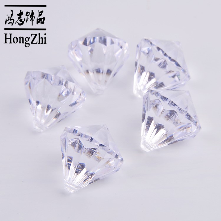 亞克力鉆批發(fā)透明彩色鉆石 水晶鉆石塑料PS帶孔鉆異形珠 裂紋圓珠
