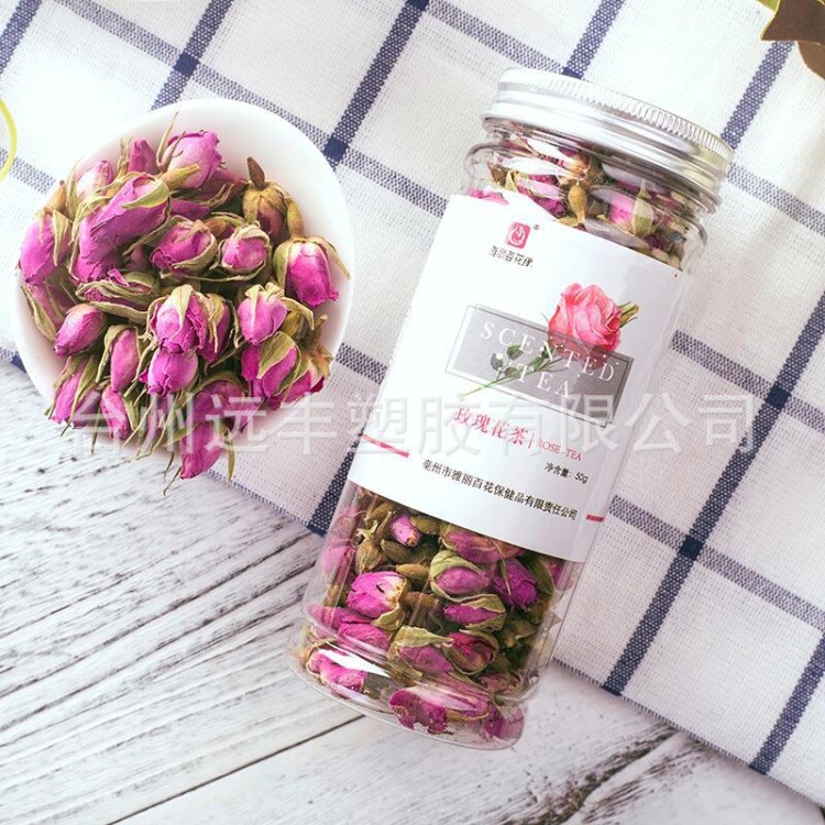 350ML塑料花茶透明瓶 廣口鋁蓋花茶瓶 雙凹透明包裝瓶6015
