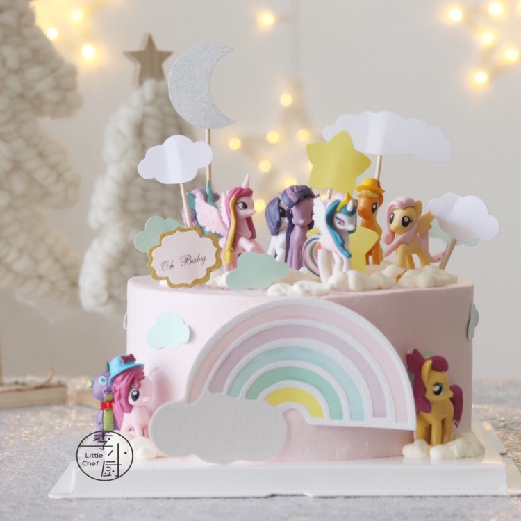 適用于小馬寶莉生日蛋糕裝飾擺件玩具全套12個碧琪紫悅宇宙音韻公