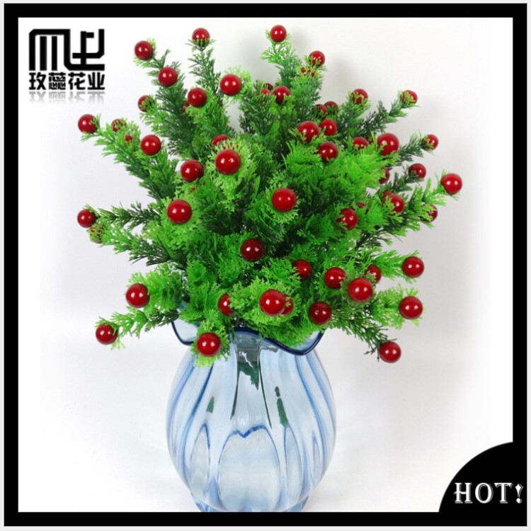 飄雪果 仿草 仿真花批發(fā) 仿真紅果批發(fā) 泡沫 果