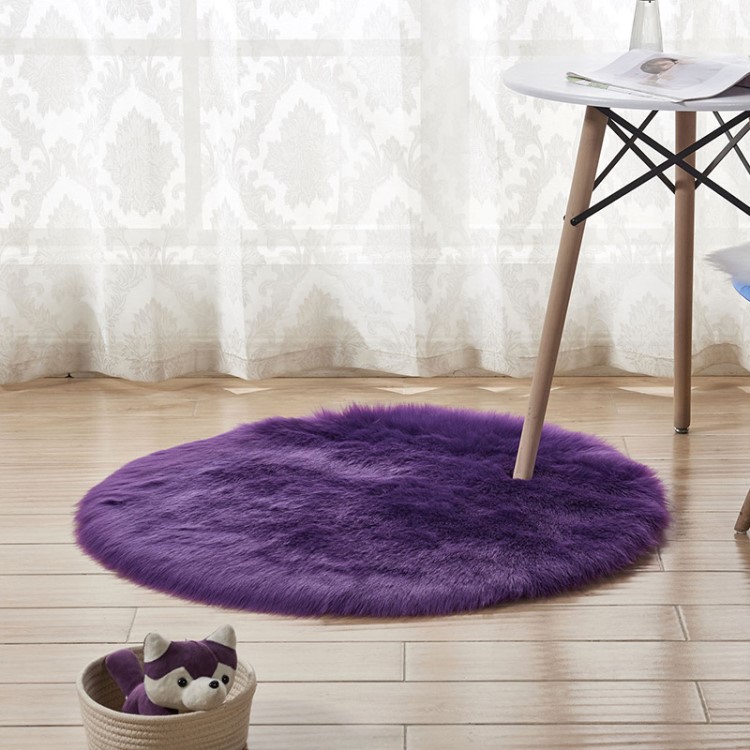 定制家用仿羊毛地毯圓形carpet 北歐式臥室毛絨地毯墊一件代發