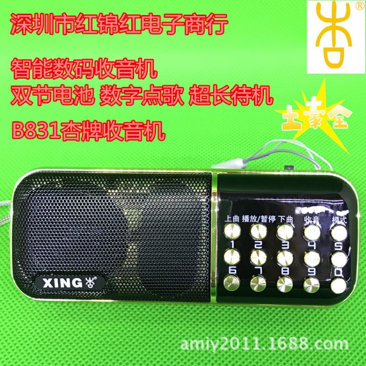 批發(fā)杏牌B851雙卡雙電池插卡小音箱老人收音機(jī)mp3播放器 唱戲機(jī)