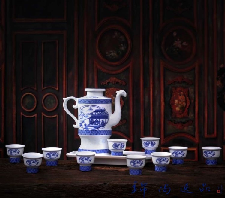 景德鎮(zhèn)陶瓷全自動酒壺顯影杯 商務(wù)饋贈禮品自動酒具套裝