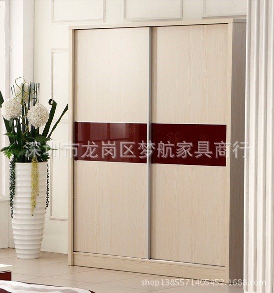 廣州板式家具簡易衣柜推拉門 吊滑趟門可拆裝衣柜趟門整體衣柜