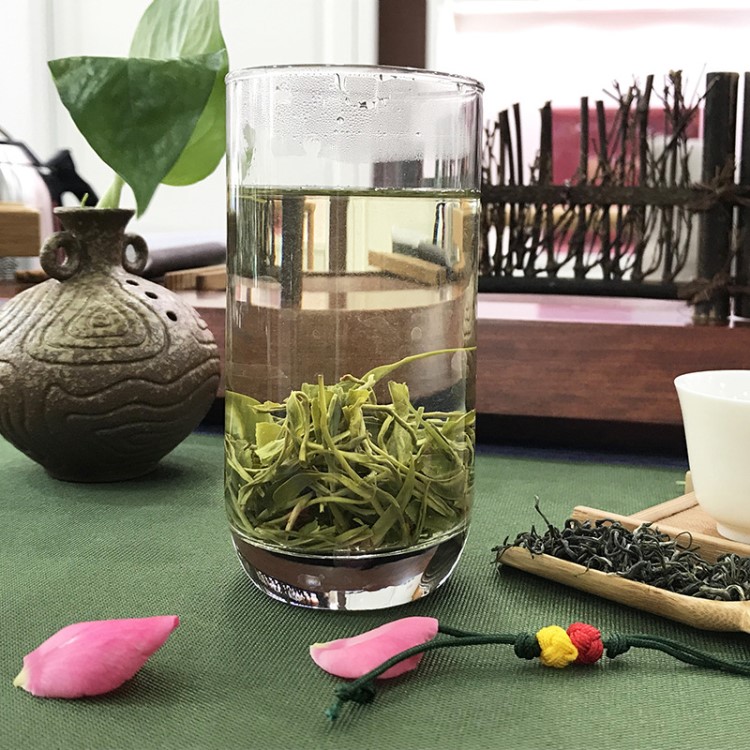 廠(chǎng)家批發(fā)湛盧高山炒青綠茶 自封口袋裝云霧綠茶 一件代發(fā)散裝茶葉