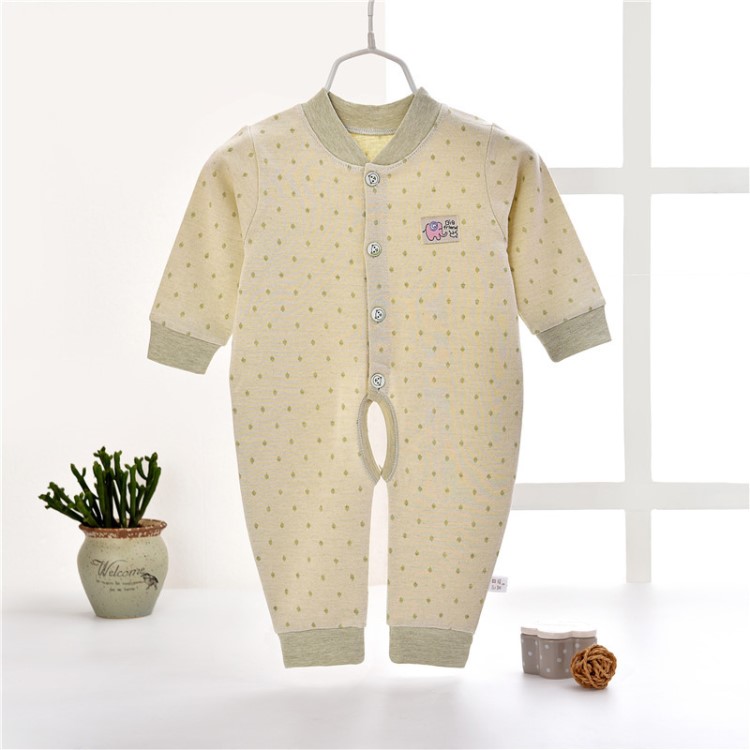 嬰兒連體衣春裝彩棉春秋款棉爬服女寶寶哈衣新生幼兒衣服天然