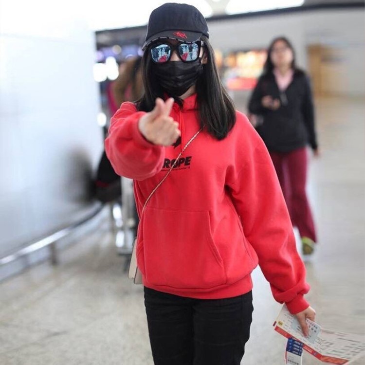 2019春新款女裝衛(wèi)衣明星同款棉時尚韓版紅色pphome連帽一件代發(fā)