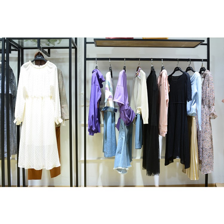 朗紋絲汀2019春季新款連衣裙外貿(mào)品牌女裝尾單 品牌折扣尾貨女裝