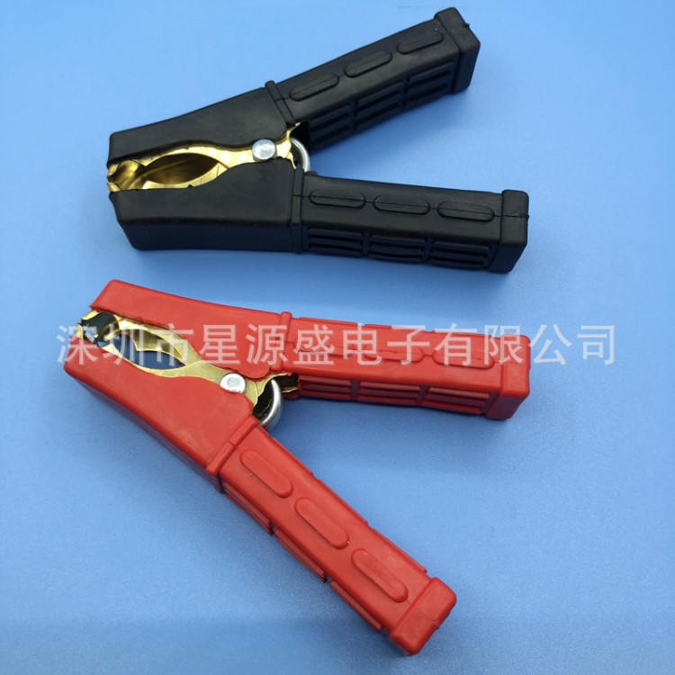 汽車電瓶搭火線夾子銅鱷魚夾電池夾搭電線打火線電瓶線夾子絕緣