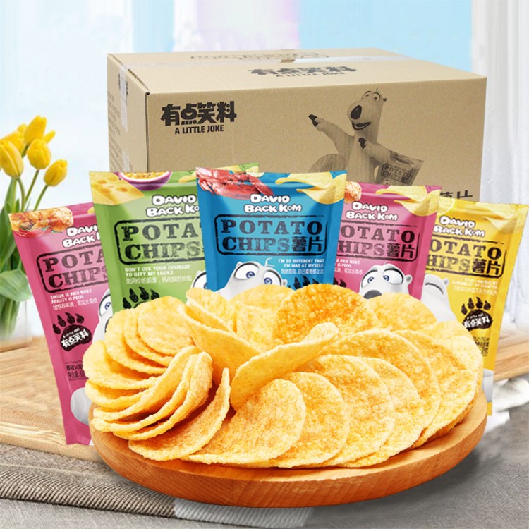 阿婆家貝肯熊油炸薯片38g*30包 網紅休閑膨化零食品 年貨整箱批發