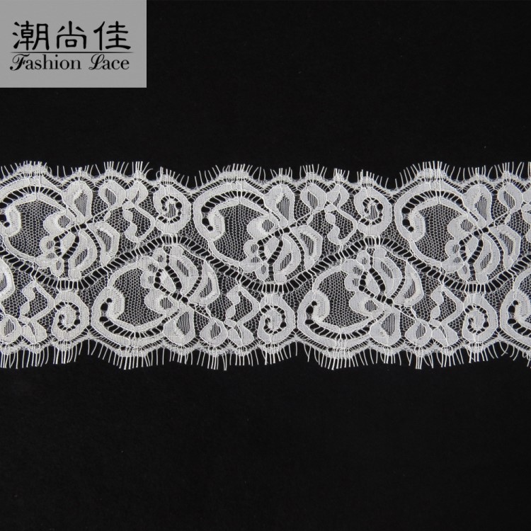 工廠直銷9.5cm全錦綸經(jīng)編鏤空服裝輔料蕾絲面料童裝裙擺內(nèi)衣花邊