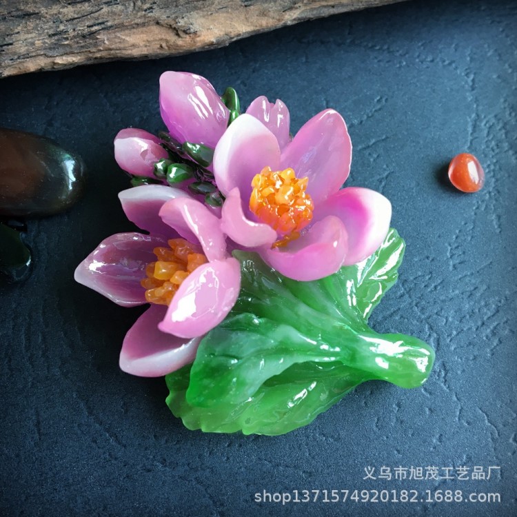 旅游紀念品立體創(chuàng)意浮雕百合花仿玉樹脂冰箱貼磁性貼手機殼裝飾貼