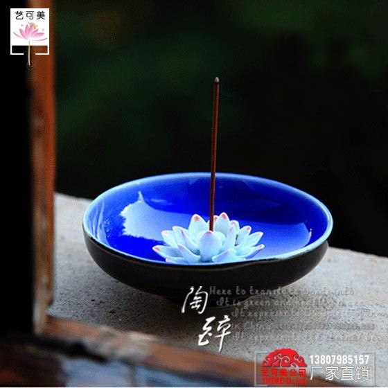 倒流香盤(pán) 香爐佛教托花香薰臺(tái) 蠟燭臺(tái) 燒香臺(tái) 泰國(guó)陶瓷