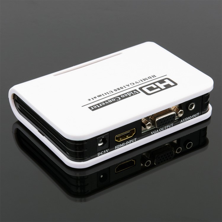 源頭廠家HDMI轉VGA轉換器帶音頻 hdmi轉VGA書本款 hdmi to vga