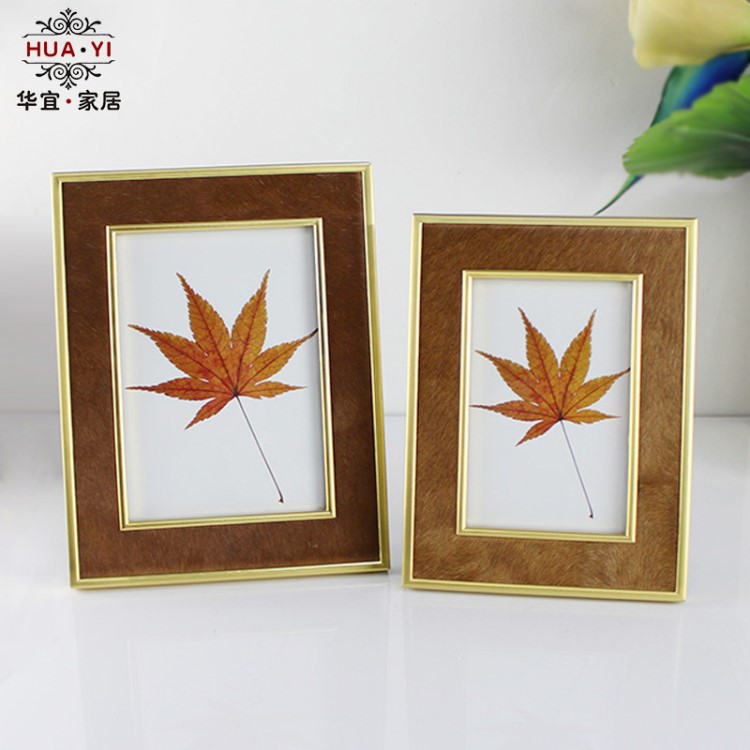 現(xiàn)代家居飾品創(chuàng)意金屬馬毛相架擺臺相框6寸7寸簡約裝飾畫擺件樣板