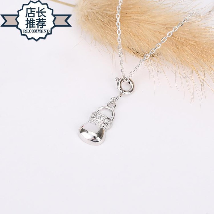 供應手袋包包女士項鏈 百搭S925銀飾可愛手袋吊墜項鏈 可加工