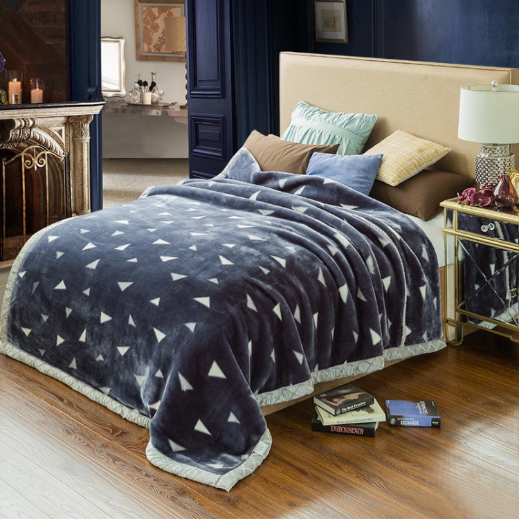 雙層素色拉舍爾毛毯外貿(mào)定制批發(fā) 柔軟加重毯子婚慶禮品絨毯8斤