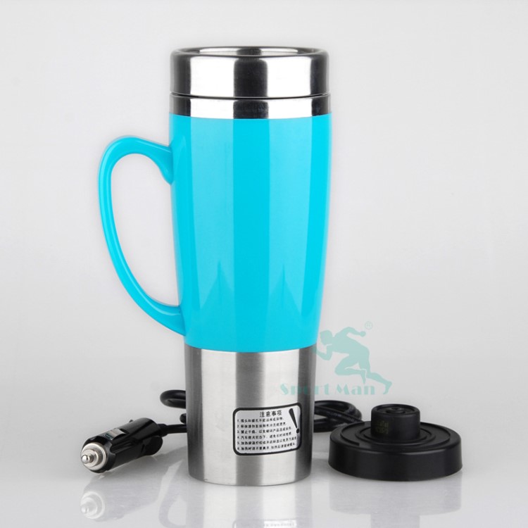 新款商務不銹鋼電熱杯 12V/24V汽車加熱杯 車載燒水杯防爆
