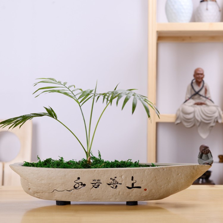 復古粗陶多肉花盆創意大號水培綠蘿銅錢草花器桌面式陶瓷植物花盆