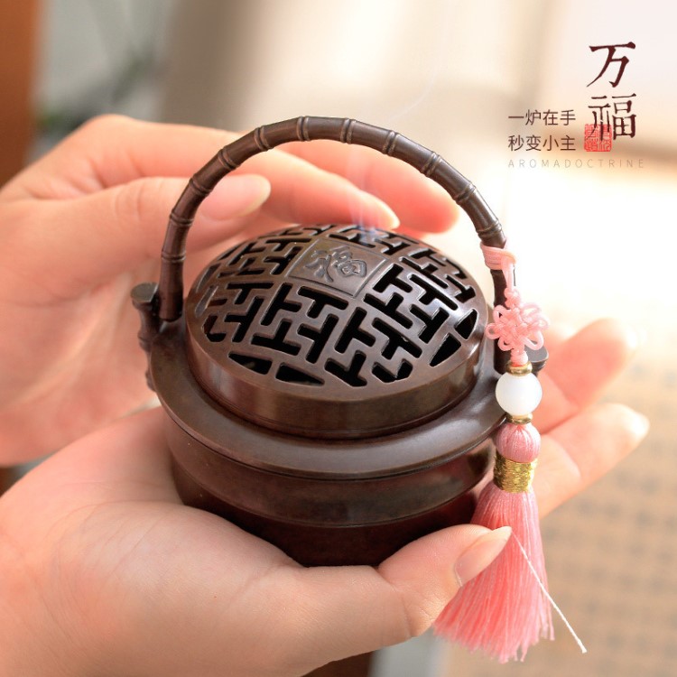 古典宫廷暖手炉铜香炉铜仿古取暖小手炉香薰炉随身烧碳沉檀香炉