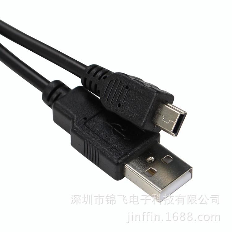 黑色USB mini T口連接線USB迷你充電線讀卡器單反相機數(shù)據(jù)傳輸線