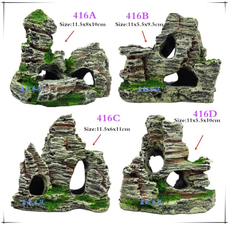批發(fā)迷你型精致樹脂水族假山、小型假山、416魚缸水族造景石頭