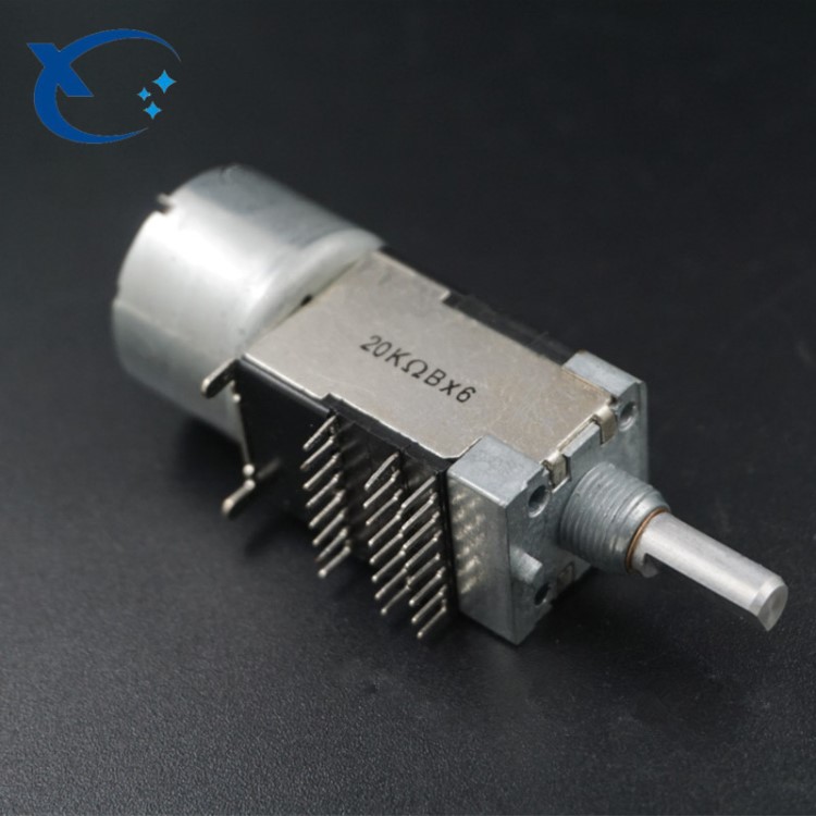 雙聯(lián)三排24腳 馬達(dá)旋轉(zhuǎn)功放電位器  帶電機(jī)電位器 PRM 20K 20F