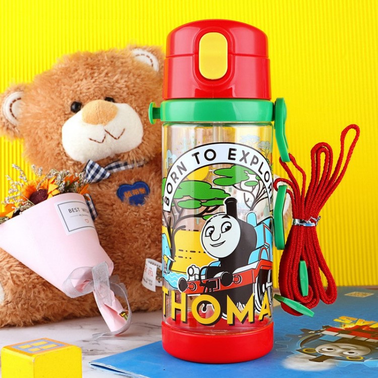 小火車THOMAS托馬斯夏季兒童背帶吸管水壺小學(xué)生防摔塑料水杯