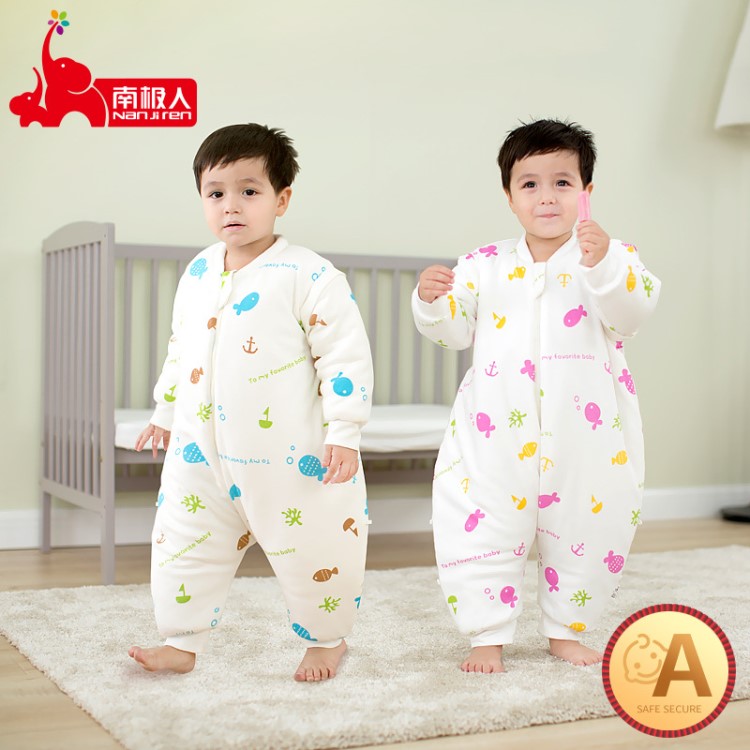 廠家直銷南極人嬰兒睡袋加厚全棉寶寶分腿兒童棉幼兒防踢被定制