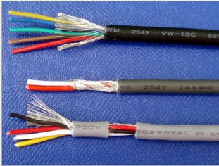 供應UL2547 3芯24AWG 標準線斜包鍍錫銅PVC絕緣信號纏繞屏蔽線