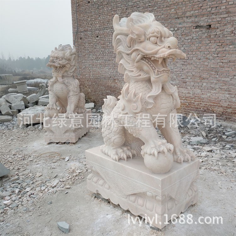 廠家供應 精品石雕麒麟 晚霞動物雕塑  酒店賓館大門擺件裝飾