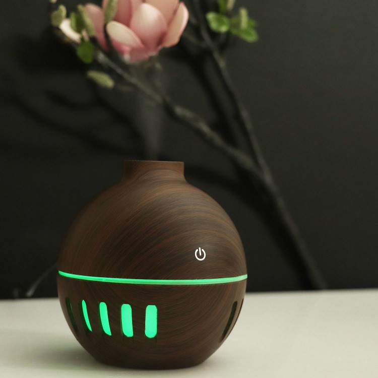 厂家扩香雾化扩香器迷你木纹香薰机加湿器 aroma diffuser 印LOGO