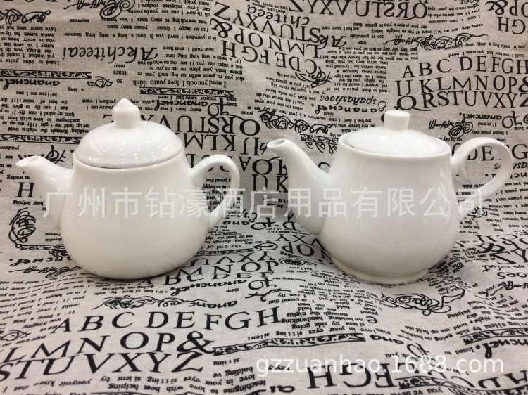 中西餐陶瓷 复古白简约陶瓷精美茶壶水壶 大同壶 英式壶