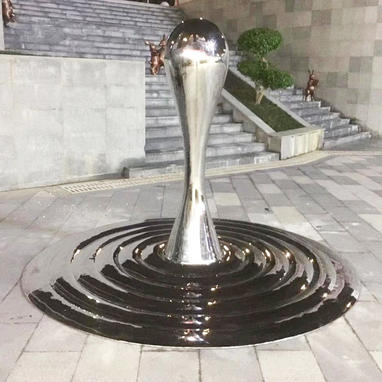 廠家定做不銹鋼水滴造型雕塑水花噴泉水景園林景觀不銹鋼鏡面雕塑