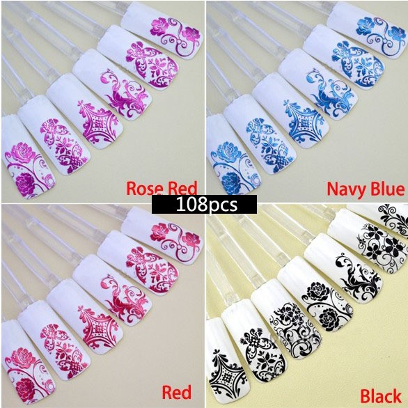 跨境金屬貼 光療美甲貼紙 甲殼寵J003 8色 108pcs