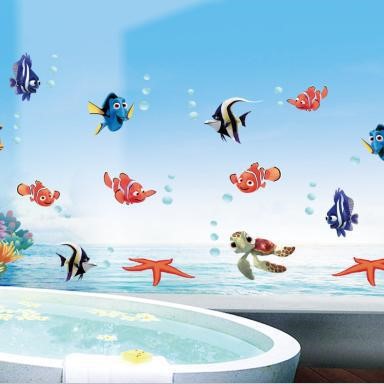 海底世界 卡通氣泡魚 臥室客廳浴室兒童房 可愛背景墻貼 AY617