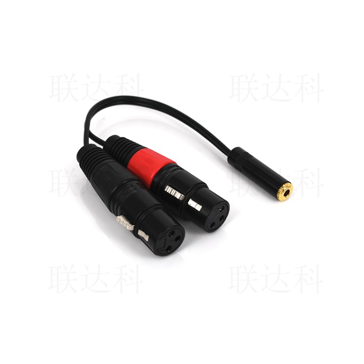 3.5母轉卡儂一分二線2個雙卡儂母電腦手機接音箱調音臺