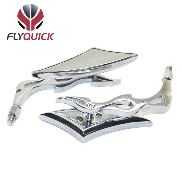 Flyquick電鍍黑色刀型通用改裝摩托車電動(dòng)車踏板車后視鏡反光鏡