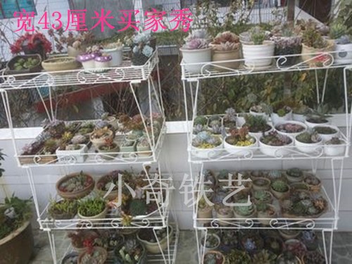 室內(nèi)陽(yáng)臺(tái)移動(dòng)多層鐵藝花盆架/種菜架/肉肉花架帶滾輪/多肉植物架